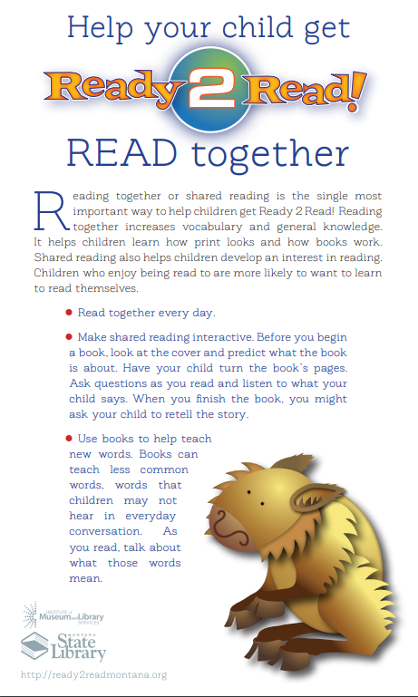 Help your child get ready to read. Click on the image to go to the state library's website.