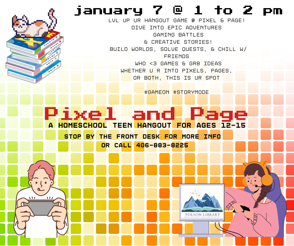 Pixel & Page teen hangout session January 7 at 1