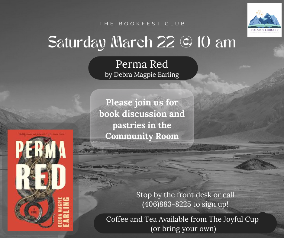 Adult book club March 22 at 10 a.m. reading "Perma Red"