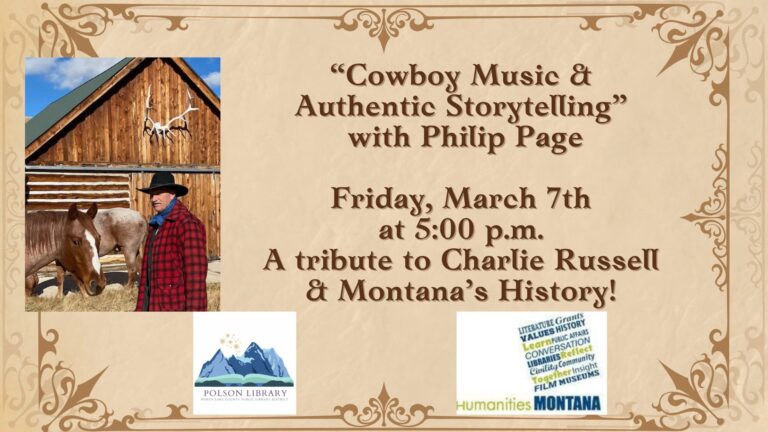 Cowboy Music & Authentic Storytelling with Philip Page" March 7 at 5 p.m.