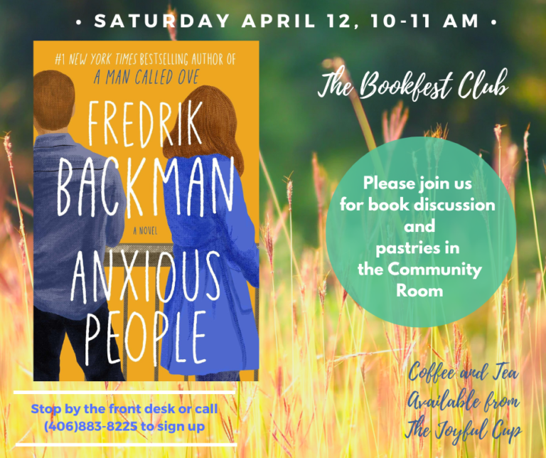 April 12 at 10 a.m. Adult Bookfest Club