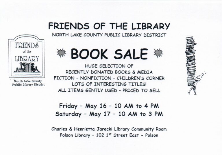 Friends Book Sale May 16 10 to 4 and May 17 10 to 3
