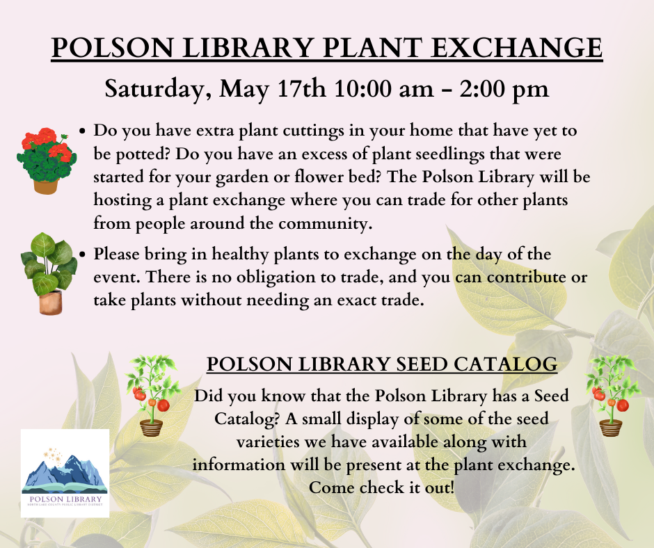 Plant Exchange - plants, cuttings, seeds. May 17 10 to 2