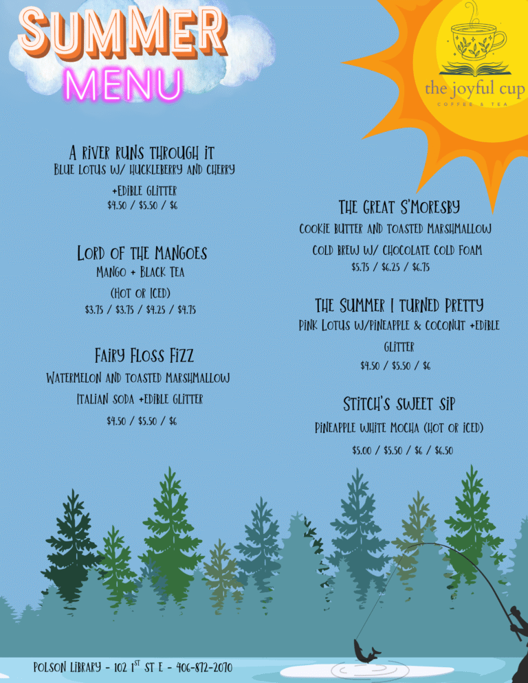 Joyful Cup summer menu list