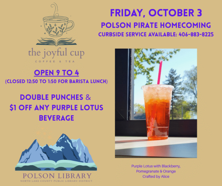 Friday October 3rd double punches and $1 off Purple Lotus drinks all day. Shop will be closed this Friday only from 12:50 to 1:50 due to staffing.