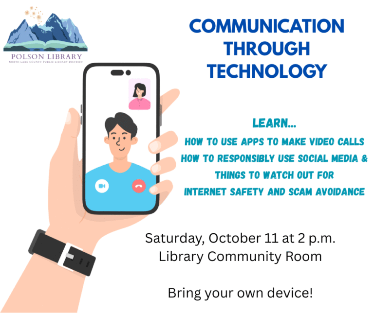 Communication through technology October 11 at 2 p.m. Learn about social media, video chat and scam avoidance