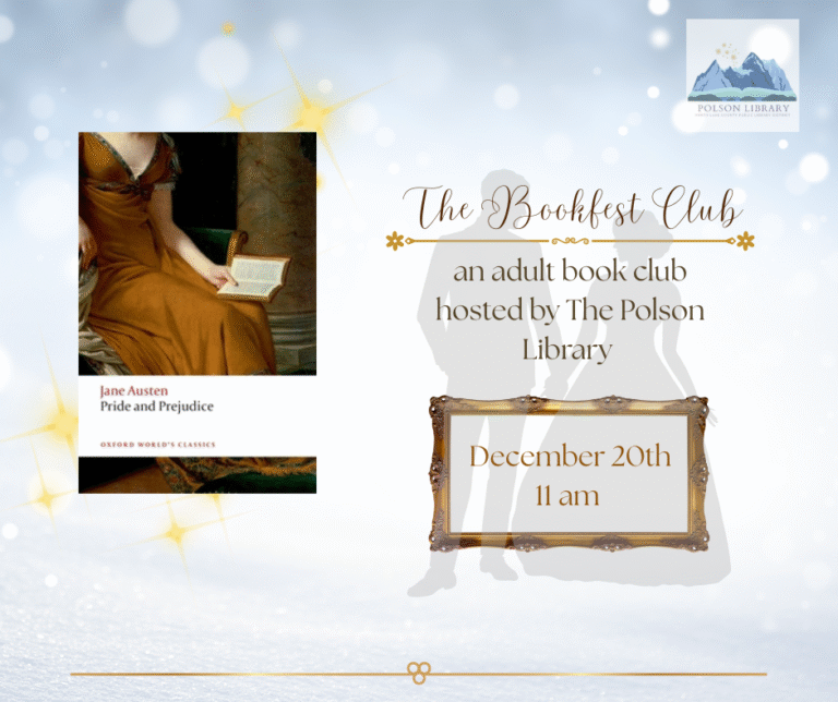 Bookfest Club December 20th at 11a.m. reading and discussing Pride and Prejudice