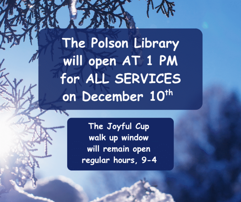 Opening at 1 p.m. on December 10th. The Joyful Cup is open regular hours with the outside window available for ordering.