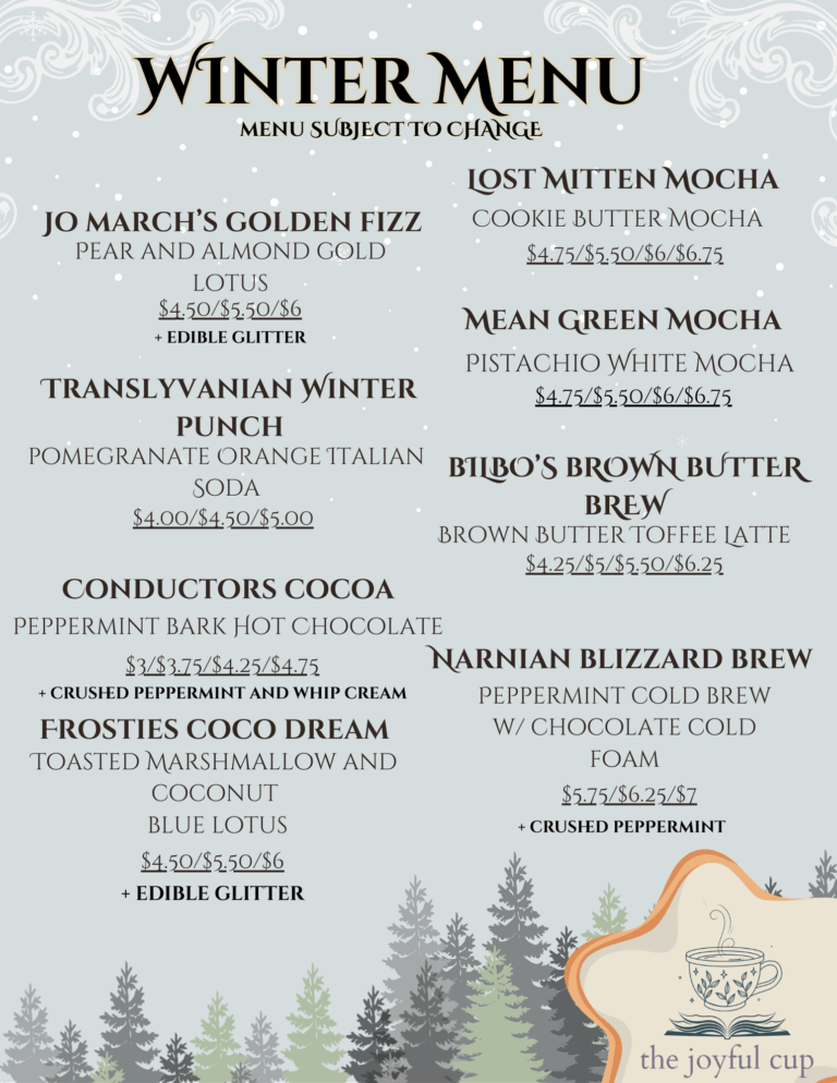 Winter specials menu. Click on PDF for full text.