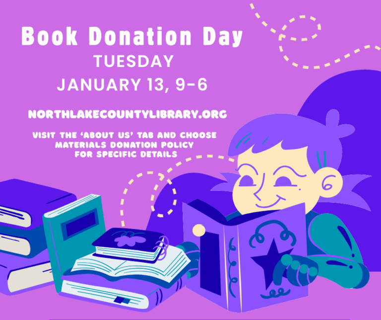 Book Donation Day is Tuesday, January 13. Find the Materials Donation Policy on our website.