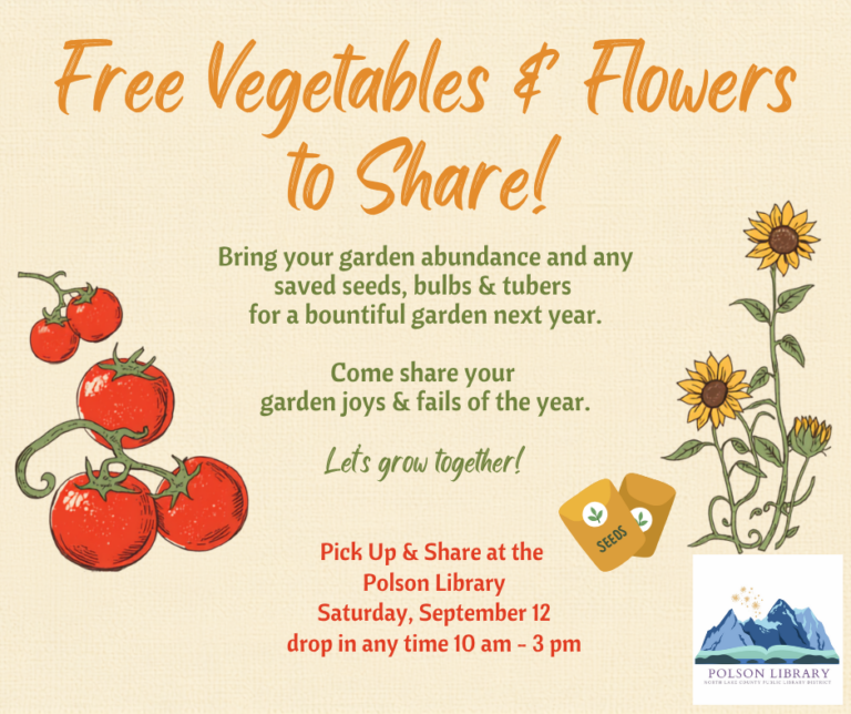 Free Vegetables & Flowers Share September 12 from 10-3 pm in the Joyful Cup Area Bring your garden abundance and any saved seeds, bulbs & tubers for a bountiful garden next year. Come share your garden joys & fails of the year. Let’s grow together!